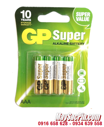 Pin GP SUPER 24AUOK-U4; Pin Alkaline 1.5v AAA GP SUPER 24AUOK-U4 chính hãng _Vỉ 4viên